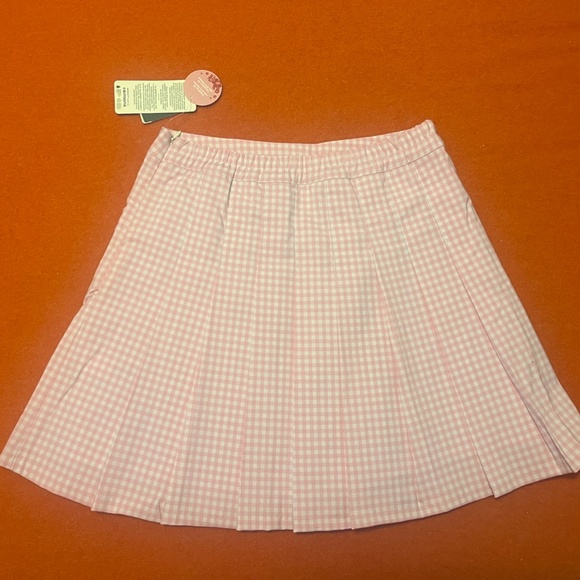 Retro bubblegum pink gingham pleated tennis miniskirt NWT - Picture 6 of 16